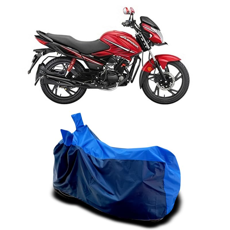 Image of DUFFEL-Two Wheeler Bike Body Cover Compatible for Hero Glamour I3s Bs6 Heat Protectio /UV-Rays /Birds Dropping /DustProof /Waterproof All Variants [Nevay Blue]