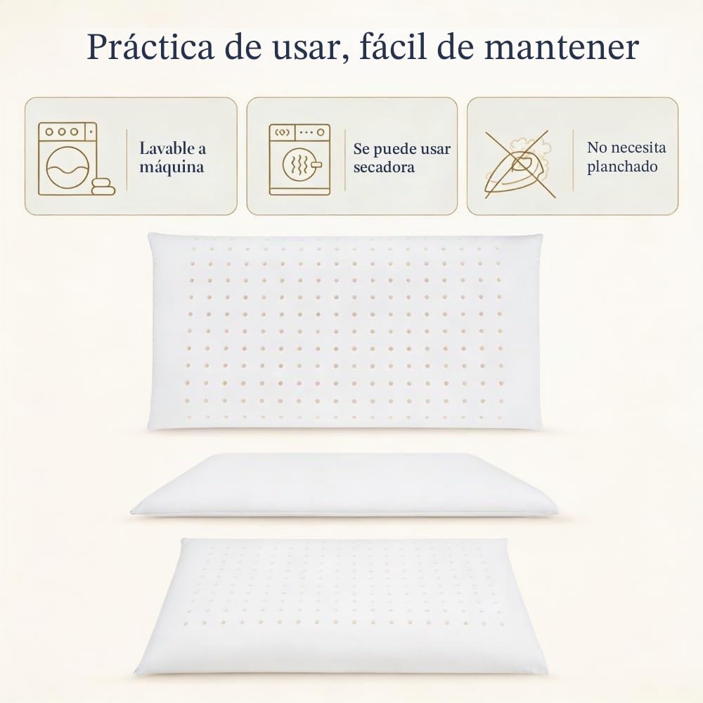 DREAM HAVEN Almohada Cervical baja (8 cm) de espuma viscoelástica, hipoalergénica, antiácaros