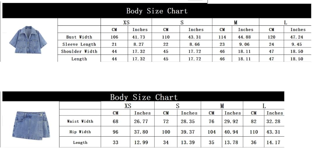 Women's Spring Set Short Sleeve Denim Top Short Skirt Single Breasted Zipper Slim Fit Set