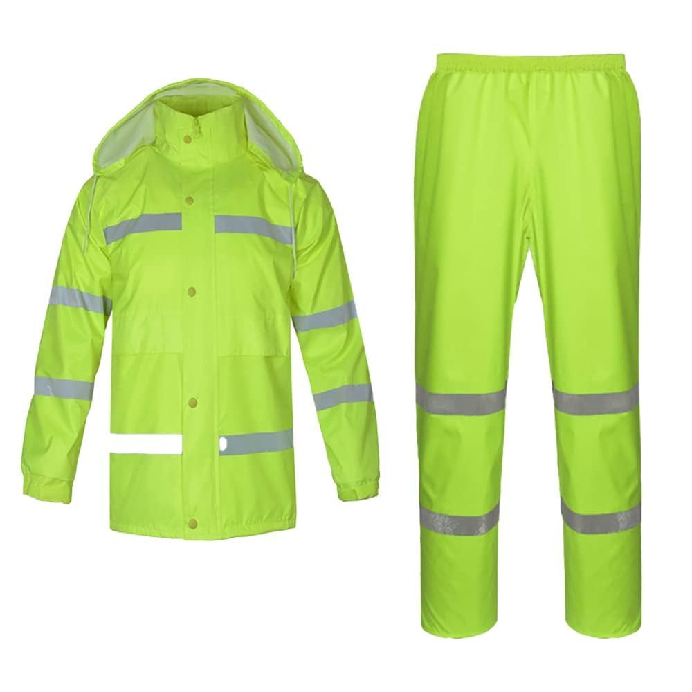 Traje impermeable de alta visibilidad, chaqueta y pantalones impermeables de alta visibilidad, ropa de trabajo al aire libre para obras de carretera, seguridad y tráfico (4XL/185)