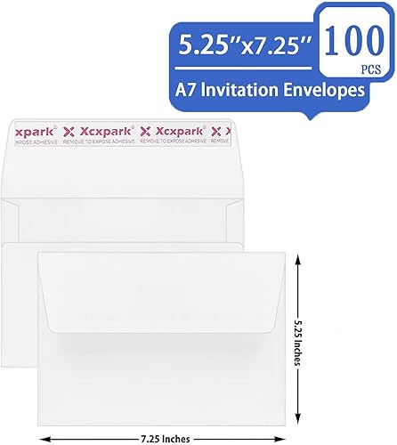 Miniatura 2 de 100 unidades de sobres de invitación A7 imprimibles 5.25X7.25 pulgadas, sobres de papel autoadhesivos de 120GSM blancos para invitaciones, papeles,