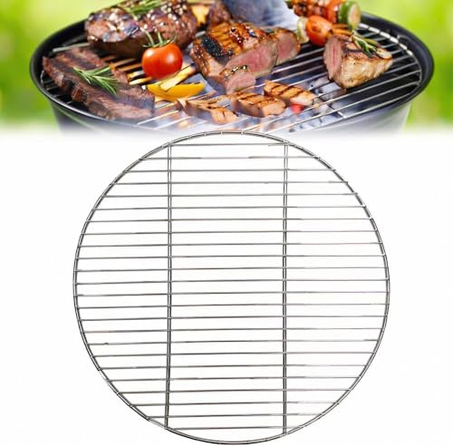 Grillrost Rund Edelstahl BBQ Grillgitter Backblech,Kohlerost Grill Gitter für Holzkohlegrill,BBQ-Netz,Runde Bratennetze Grillzubehör für Camping,Picknick,Garten,Party,Herd,einfache Reinigung (40cm)