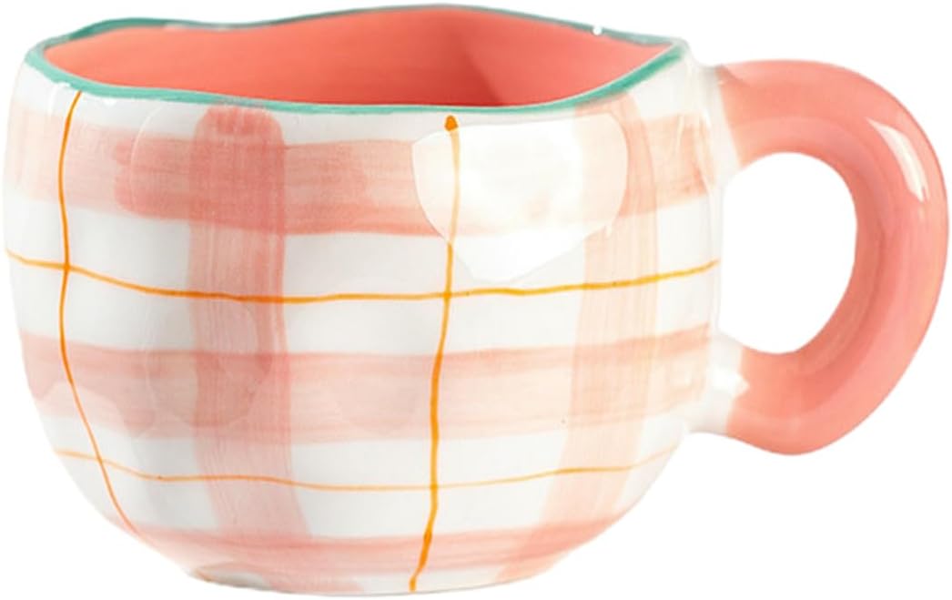 Hand-held cute coffee cup, home hand-painted creative cup - pink burger