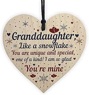 RED OCEAN Granddaughter Ornament Wooden Heart Birthday Christmas Keepsake Gift From Grandparents