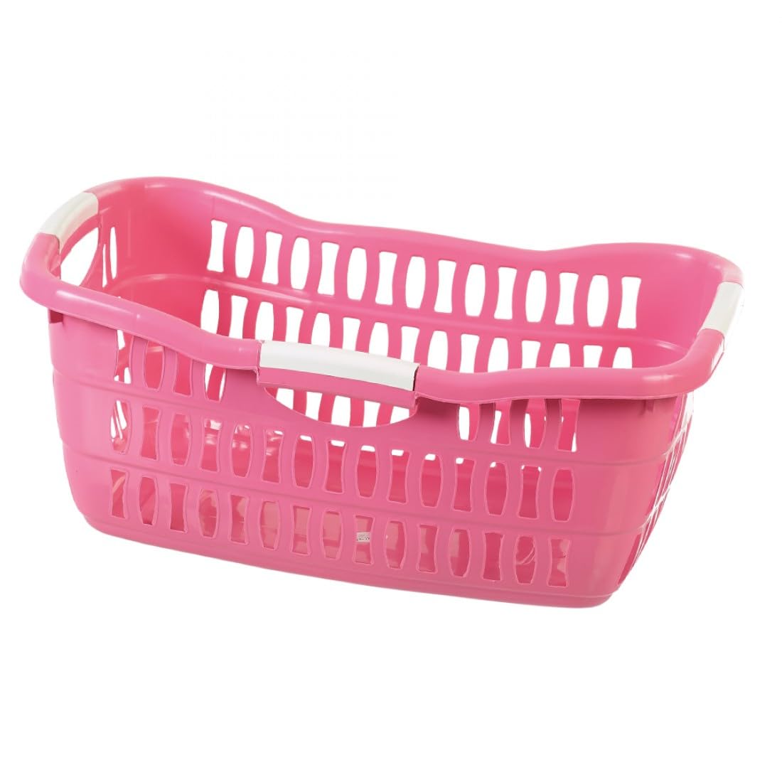 Plastic Laundry Basket Hamper Washing Clothes Storage Bin with Handles UK (Pink)