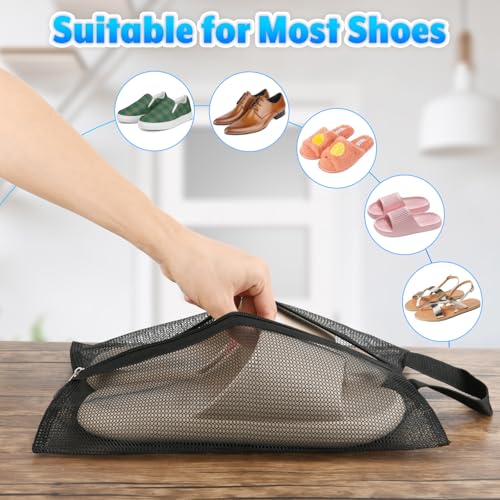 2 Pcs Shoe Bags for Travel, Mesh Breathable Sneaker Bags Portable Shoe Storage Organizer with Handle for Travel Gym Sport, Reusable Zipper Pouch for Women and Men4