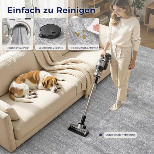 DMOYEST 160x230 Teppich Wohnzimmer Grau Vintage Waschbar – Ansicht 4