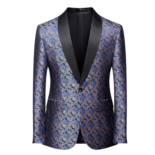 Mens Paisley Floral Tuxedo Jacket Slim Fit One Button Blazer Jacket Shawl Lapel Dinner Party Prom Tuxedo2
