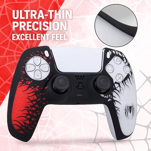 Image of DEADSKULL - Spidy Edition Protective Cover Case Compatible with PlayStation DualSense Anti-Slip PS5 Remote Skin, PS 5 Controller Accessories,Silicone Sleeves Set (Red & White)