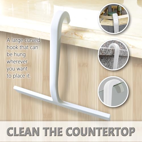 Image of Shower Squeegee for Glass Doors - 10 inch Silicone Squeegee with Built-in Hook, One-Piece Seamless Design, Streak-Free & No-Scratch Window Cleaner for Bathroom, Mirrors & Tiles (White)