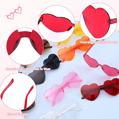 30 Pairs Heart Shaped Rimless Sunglasses,Candy Color Frameless Glasses,Transparent Heart Sunglasses for Women3
