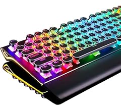RK ROYAL KLUDGE S108 Typewriter Style Retro Mechanical Gaming Keyboard Wired with True RGB Backlit Collapsible Wrist Rest 1…
