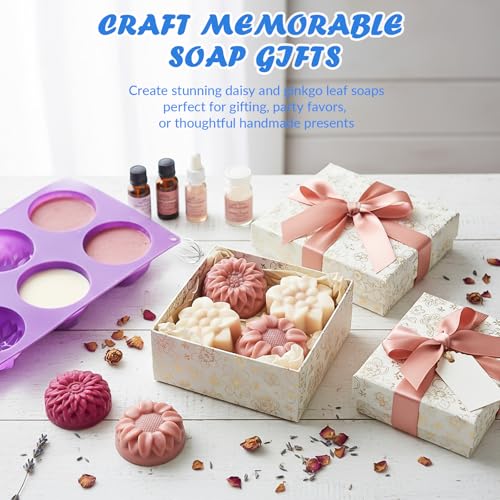 Image of HKNMTT 3Pcs Soap Molds 6-Cavity Multi-Design Silicone Mold for DIY Craft
