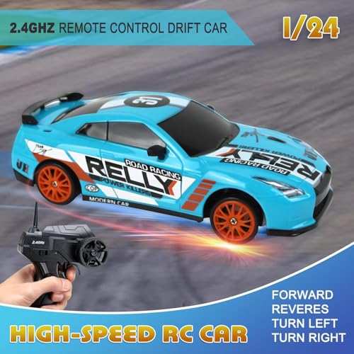 Image of MICROMINI RC Drift Car 2.4GHz Remote Control Car 4WD, RC Drifting Cars Vehicle High Speed Racing RC Drifting Car Toys Gifts for Boys Girls Kids Adults Mini (Light Blue)