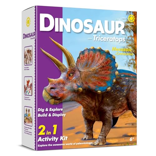 Piano Potato Dinosaur Dig Kit - 2-in-1 Triceratops Excavation & Painting Activity Set, STEM Science Toys for Kids 6+, Paleontology Skeleton Fossil Digging Kit, Educational Gifts for Boys Girls - Image 6