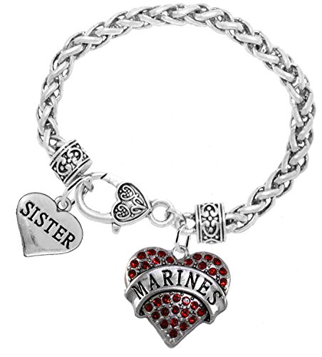 Marine Sister Heart Bracelet, Hypoallergenic, Will NOT Irritate Anyone with Sensitive Skin. Safe- Nickel, Lead and Cadmium Free2