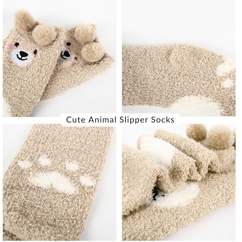 Image of Benefeet Sox Funny Animal Fuzzy Socks for Women Girls - Cute Fluffy Slippers, Cozy Warm Winter Plush Sleeping Socks