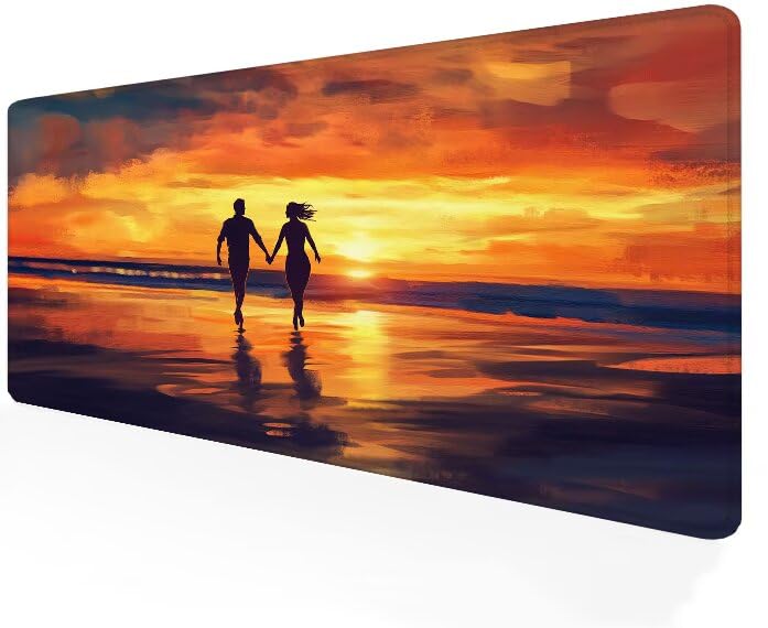 Tapis de souris grand format coucher de soleil pour embellir l'espace de travail maison