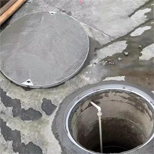 Round Manhole Cover Decoration, 304 Stainless Steel Square Invisible Sewer Fire Manhole Covers, 40 50 60 70 80 90 100 cm Sewage Basin Covers w/Base(Dia 45cm/17.7in)