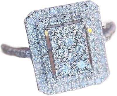 Viyuroyk 925 Sterling Silver Shiny Square full of diamonds Cubic Zirconia Rings Diamond Rings for Women Jewelry Findings Earring Backs Findings (US Code 9)