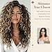 LEEONS Curly Clip in Hair Extensions, 4PCS 16 inch Curly/Wavy Hair Extensions Clip ins - Lace Weft Soft Natural Hairpieces for Women (Brown with Blonde Highlights)