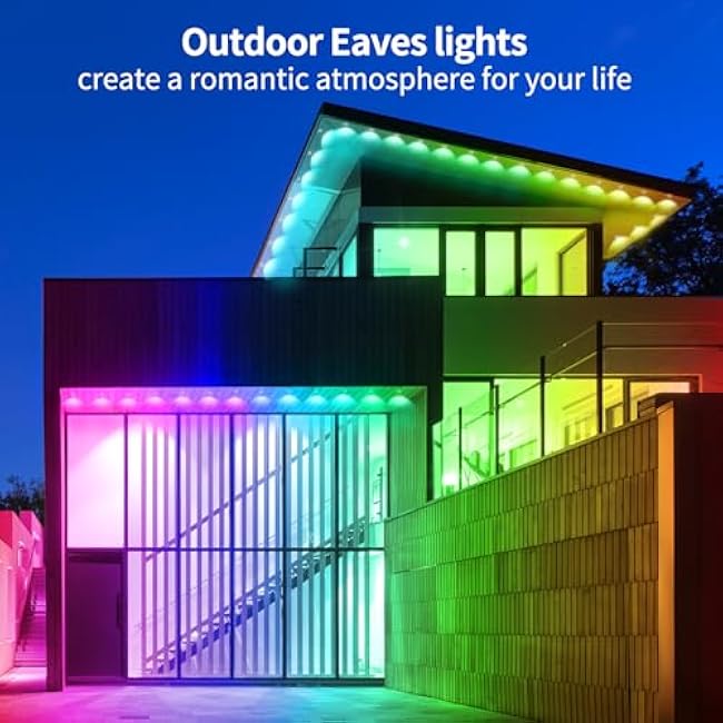 500ft Permanent Outdoor Lights,RGB Eaves Light with App Control Remote,DIY IP67 Waterproof Under Eave Lighting,Outside led Lights for Christmas,Garden,House Decorations(2 Rolls 250ft)