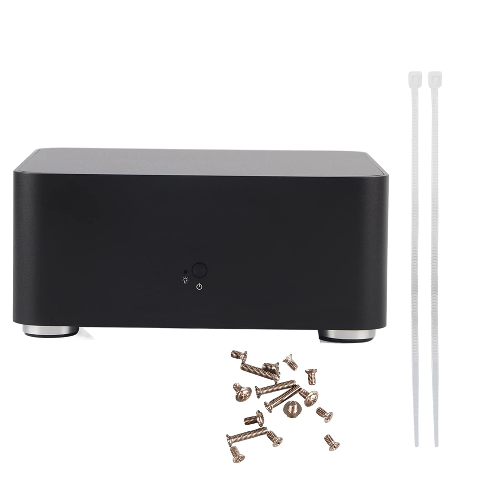 Goshyda Obudowa Komputera Mini ITX ze Stopu Aluminium, Obudowa HTPC o Wysokości 80 Mm z USB 2.0, w Całości Aluminiowa Rama do Odprowadzania Ciepła, Obsługuje płytę główną ITX 170x170 Mm (USB2.0)