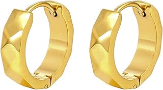 Hypoallergenic Stainless Steel Hoop Earrings for Women & Men – Mirror Cut Huggie Hoops, Nickel Free, Waterproof, Safe for Sensitive Ears, Everyday Jewelry
