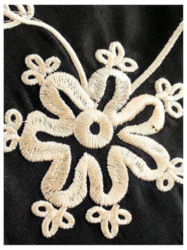 MakeMeChic Women's Floral Embroidery Vest Top V Neck Button Down Sleeveless Hippie Jacket4