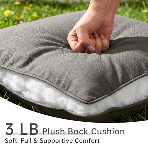 Image of Luxury 6 inch Thick Outdoor Cushion Set 10 - 22x24 Patio Furniture Cushions with 28D High-Density Foam, Water-Resistant & Fade-Resistant Fabric, Removable Covers for Patio Furniture Sofa Couch -Grey