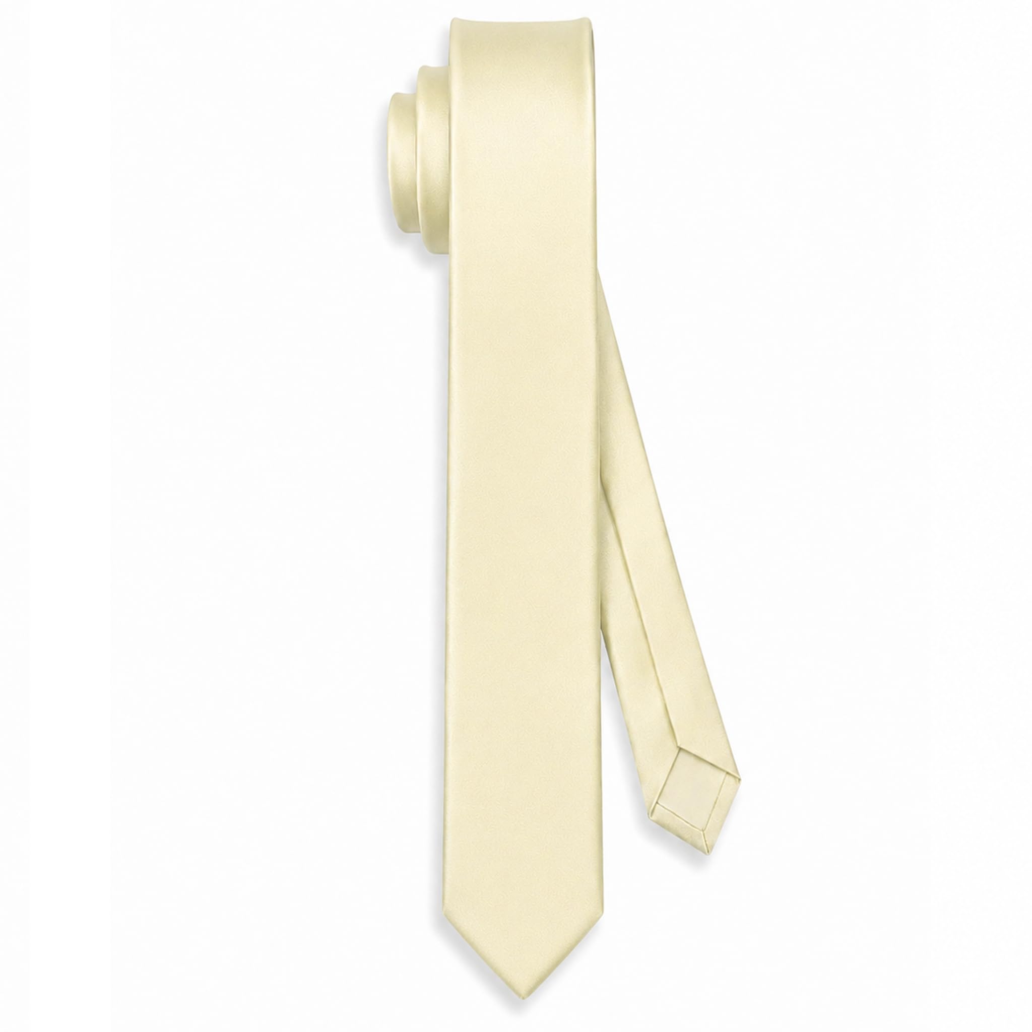 Tigertie Creme Beige Elfenbein Narrow Satin Tie Necktie Cream Beige Ivory All-One-Color - Necktie
