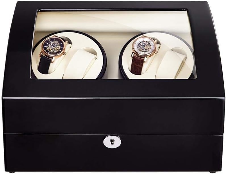 FENOKD Watch Winder Box Watch Winder 4 Watches Box Black 4 Watches Display Box Engine Automatic Watches CasesHoliday Gift