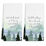 FIicy Rustic Mountain Cabin Decor Kitchen Towels Set of 2 - Mountain Dish Towels, Off All The Paths Decorative Hand Towels for Kitchen Bathroom, Camper Gifts Kitchen Bathroom Decor(16x24 Inch)