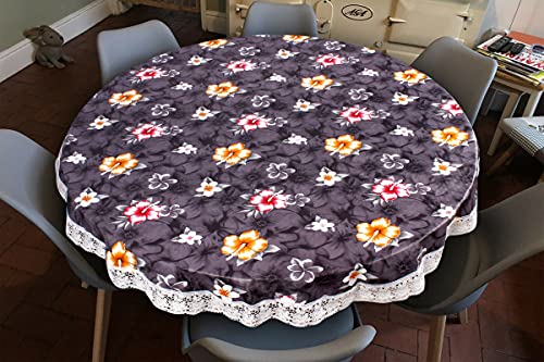 Image of The Furnishing Tree Round Shaped 6 Seater Table Cover WxL 72x72 inches with White Border lace