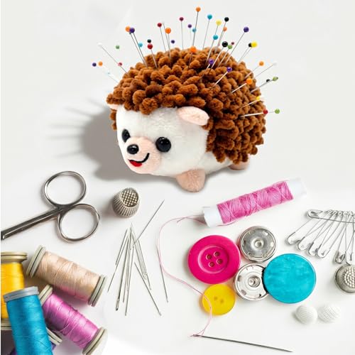 Image of Sizobi Plush Hedgehog Pin Cushion - Soft Sewing Needle Holder, Cute Animal Pin Storage for Quilting Embroidery DIY Crafts, Ideal Sewing Gift (Pins Excluded)