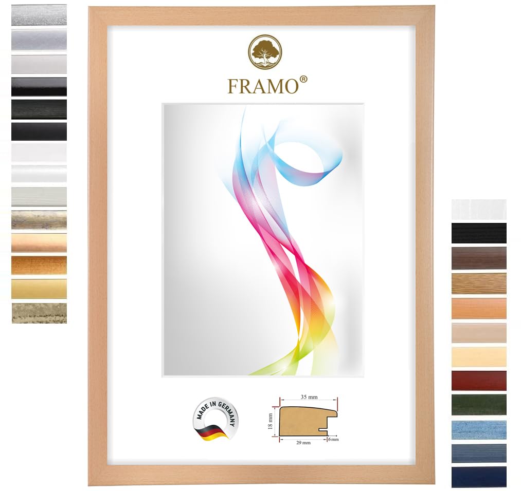 FRAMO Holz Bilderrahmen 70 x 120 cm (Bildmaß) in Buche Natur | Größe wählbar | Rahmen für Poster | Puzzle | Foto collage | Maßanfertigung | Fotorahmen nach maß