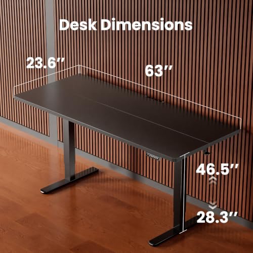 Image of ErGear Height Adjustable Electric Standing Desk, 63 x 24 Inches Sit Stand up Desk, Memory Computer Home Office Desk, Black