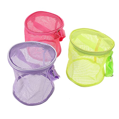 3pcs Beach Storage Bag Toddler Beach Toys Cage Mesh Bag Shell Bags for Picking up Shells Small Beach Bag Mesh Snacks Bags Mesh Beach Backpack High Capacity PVC Essentials Child