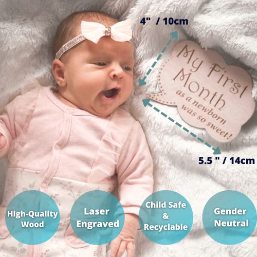 Heart's Sign 24 Designs Baby Milestone Cards - Hello World Newborn Sign | Weekly & Occassions Wooden Milestone Discs | Baby Monthly Milestone Wood Discs | Newborn Gift Set #TOP2