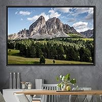Framed Canvas Wall Art Mountainscape Aerial Dramatic Landscape Mountain Top Multicolor Photography Realism Rustic Warm - 16x24 inches