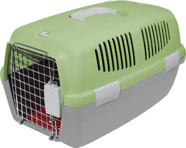 BPS Transportín Rígido Plástico para Perros y Gatos Animales Domésticos Mascota Caja de Transporte IATA 3 Tamaños Elegir (Verde, S: 48 x 30 x 28 cm) BPS-1204VE
