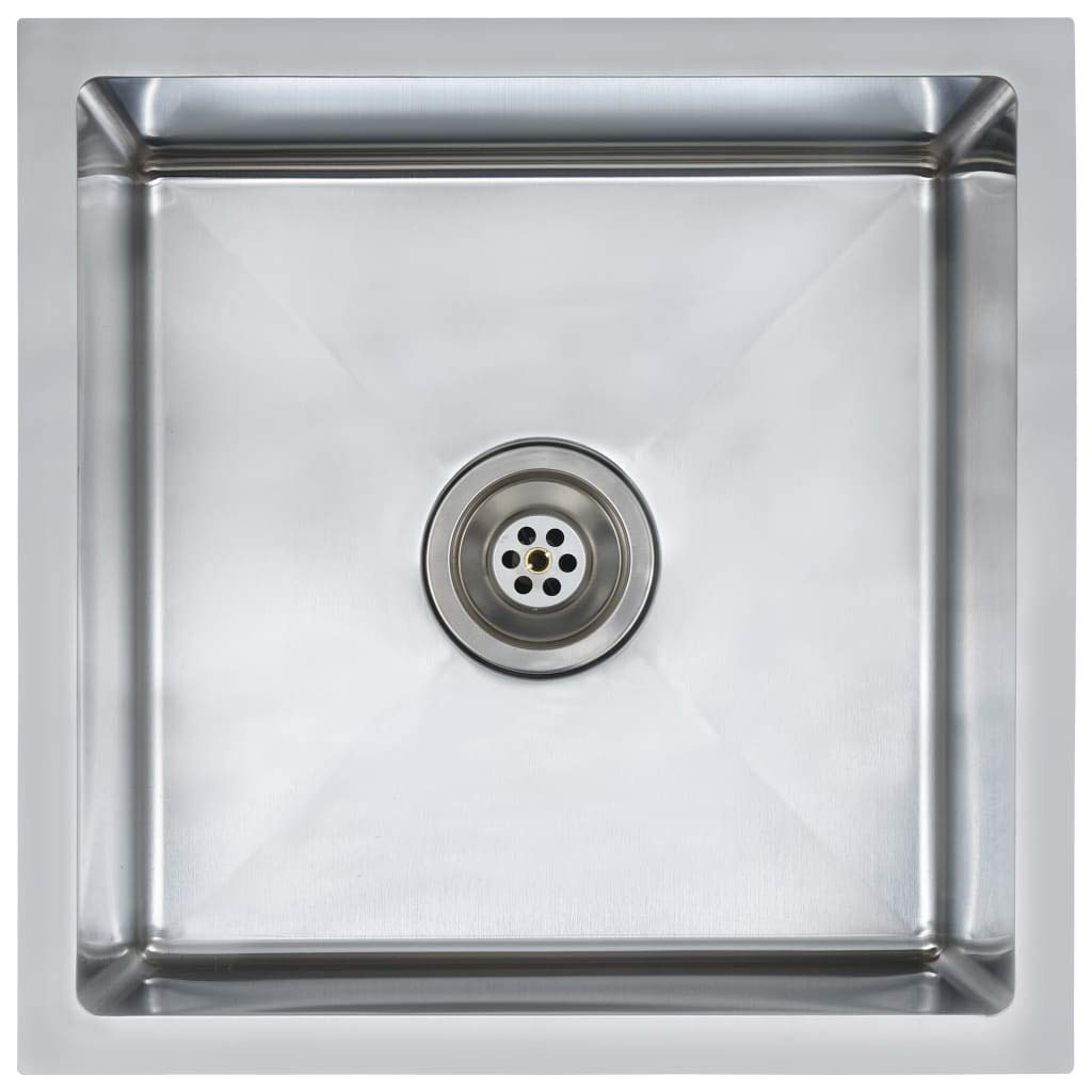 vidaXL Handmade Kitchen Sink in Stainless Steel - Versatile Design for Undermount, Flush Mount and Drop-in Installation, Anti-Corrosion, Soundproof and Efficient X-Flume Drainage