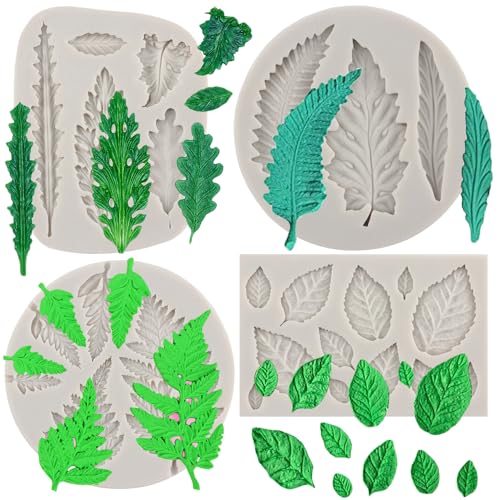 MYPRACS Molde de silicona con diseño de hojas de árbol de helecho, moldes de fondant, hojas de Monstera, molde de caramelo, moldes de hojas de rosa para decoración de pasteles, decoración de cupcakes,