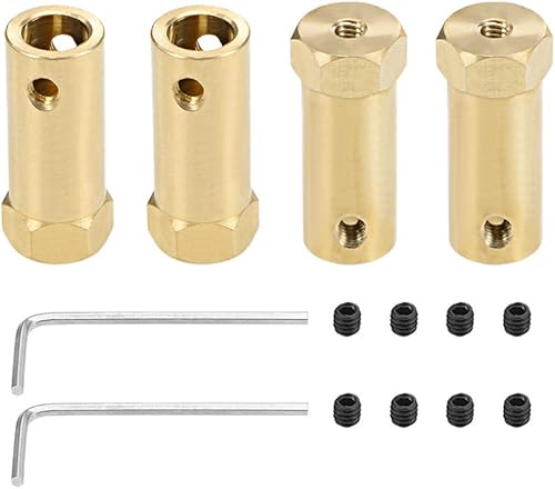 uxcell Acoplador hexagonal de 0.315 in de diámetro del motor hexagonal de latón conector de acoplamiento para ruedas de coche, neumáticos, motor de