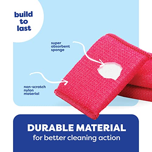 Image of SCRUBIT Multi-Purpose Dish Scrub Sponge, Non Scratch Scouring Pads, Cleaning Sponges for pots, Dishes & Non-Stick Cookware - Pot Scrubber Sponges for Kitchen & Bathroom - 12 Pack Dish Sponge (Red)
