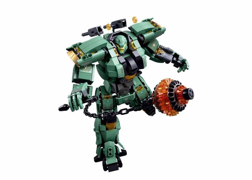 Sluban P.R. Mecha Building Set, 542 Pieces, Ages 8-14, Military Robot with Chain Weapon, Green and Black, M38-B1153