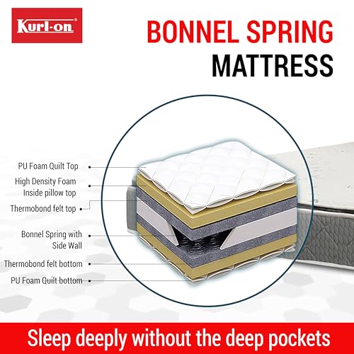 Image of Kurl-On Mattress | Mattress King Bed, Bonnell Spring Mattress, 6-Inch Bed Mattress, Mattress King Size, Spring Mattress (78x72x6 Inches, Medium Soft)-Plush TOP