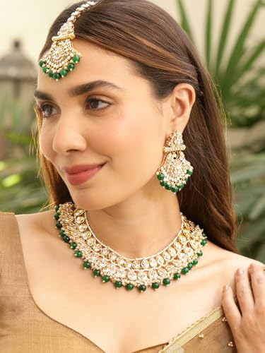 Image of Rubans Beads Necklace Set Gold Plated Traditional Jewellery Gift for Women & Girls
