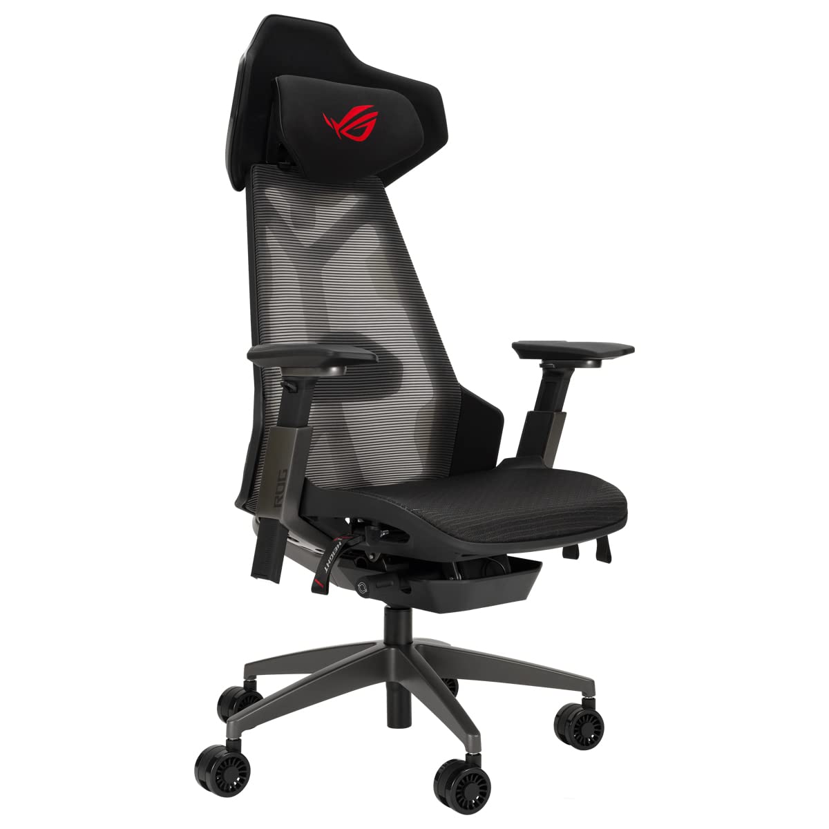 ASUS ROG Destrier Ergo - Silla Gaming Ergonómica (reposacabezas, Lumbar, reposabrazos y Asiento Ajustables, Respaldo con 4 Posiciones, Mobile Gaming Mode, Estructura de Metal, Malla) Color Negro