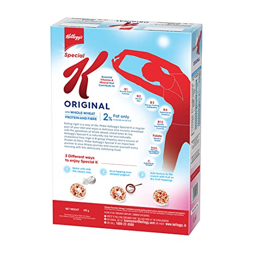 Image of Kellogg's Original Special K | Low Fat | Breakfast Cereals | High in B group Vitamins| Source of Protein & Fibre | Naturally Cholesterol Free | 455g, White